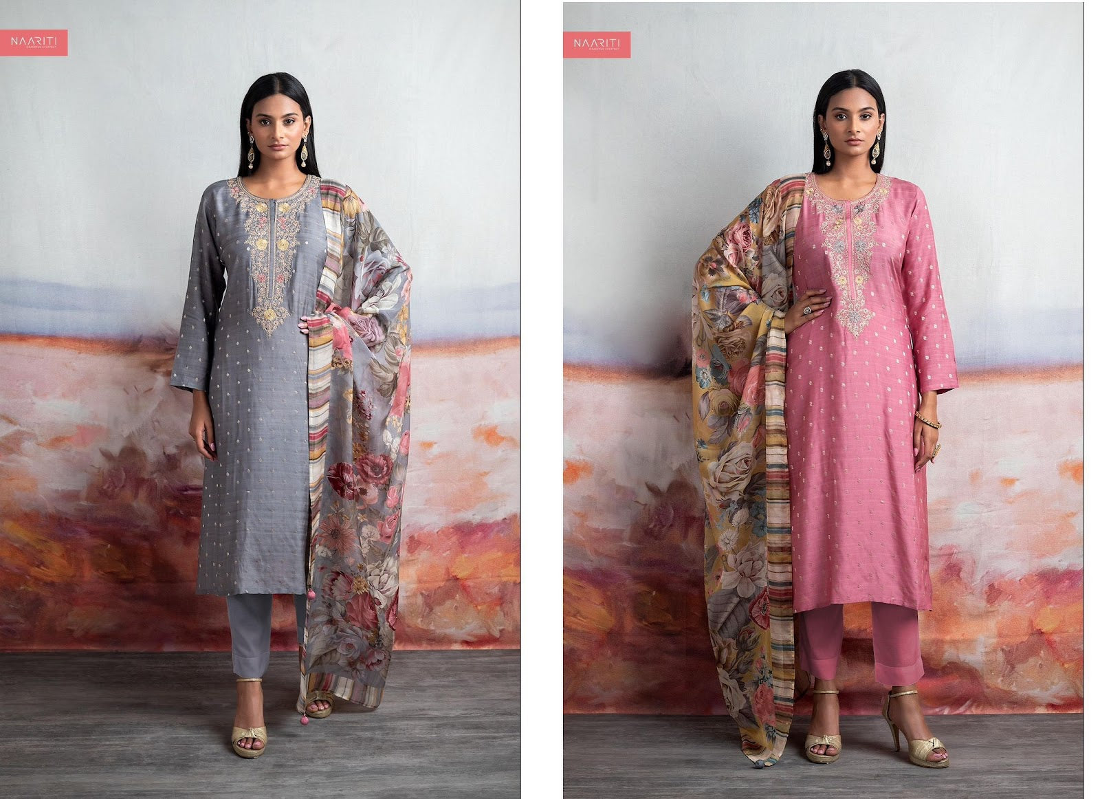 Tishq 1899 Naariti Muslin Jacquard Pant Style Suits Wholesale Rate