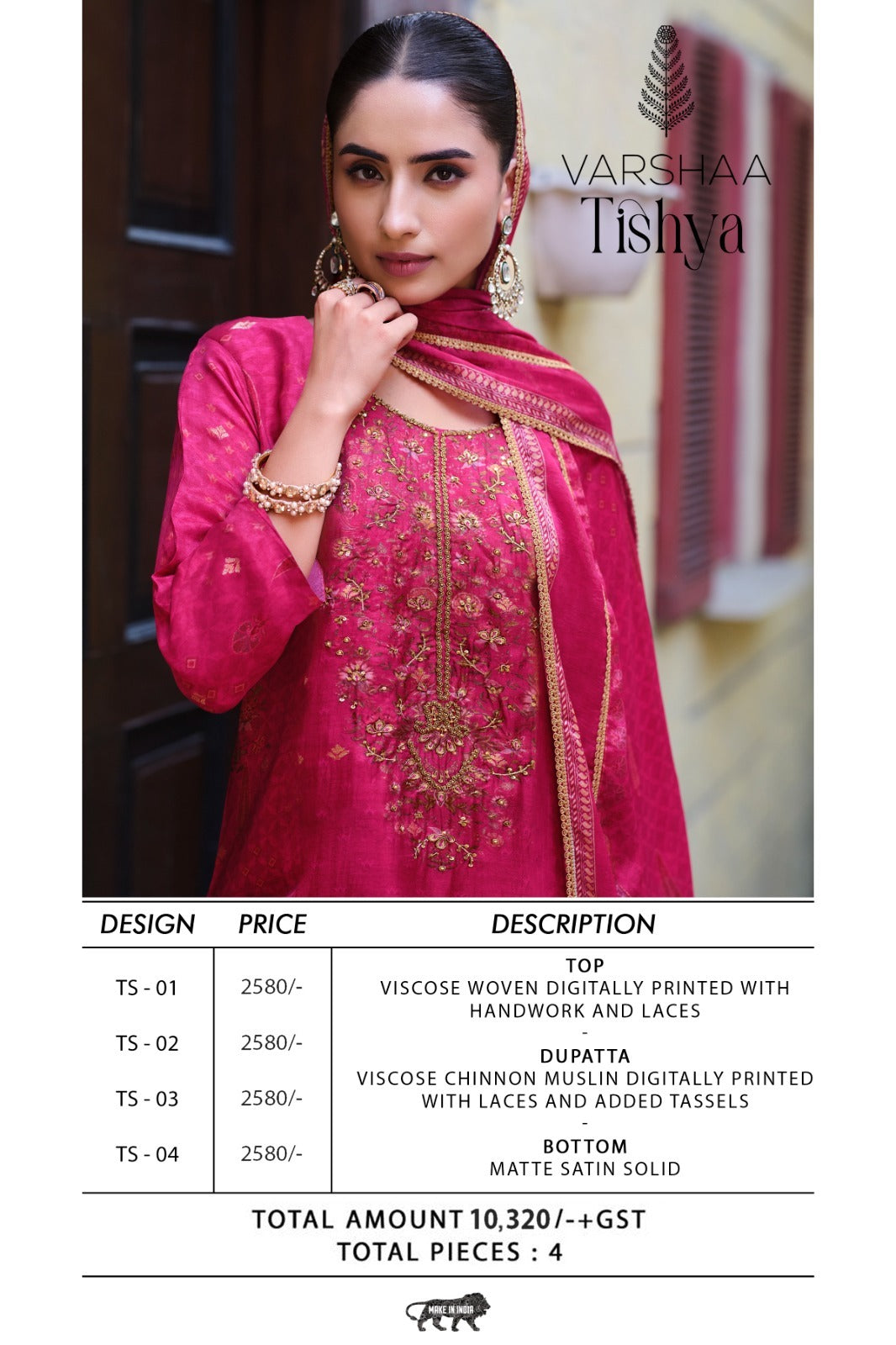 Tishya Varshaa Viscose Woven Pant Style Suits Wholesaler