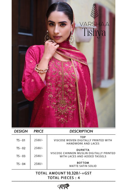 Tishya Varshaa Viscose Woven Pant Style Suits Wholesaler