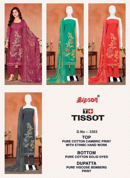 Tissot 3303 Bipson Prints Pure Cotton Pant Style Suits Wholesaler Gujarat