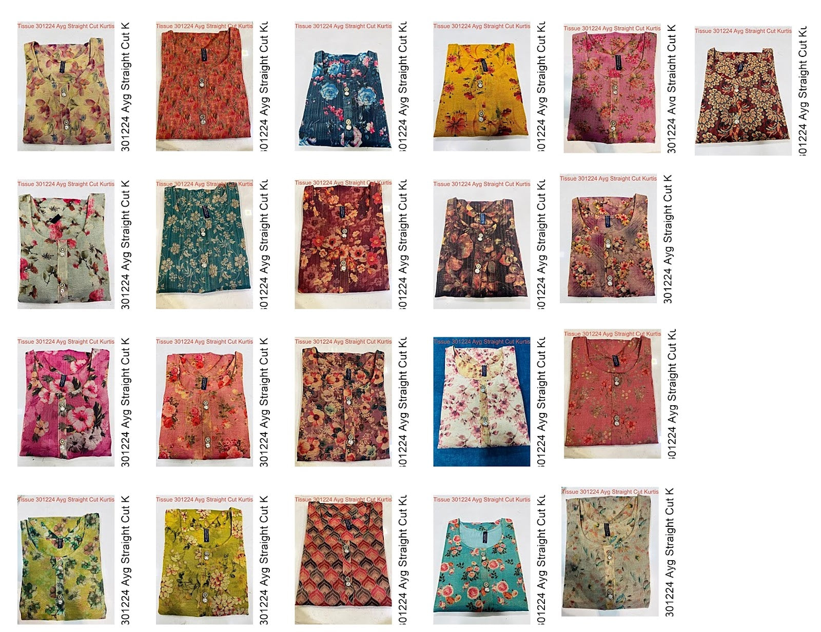 Tissue 301224 Ayg Straight Cut Kurtis Wholesale