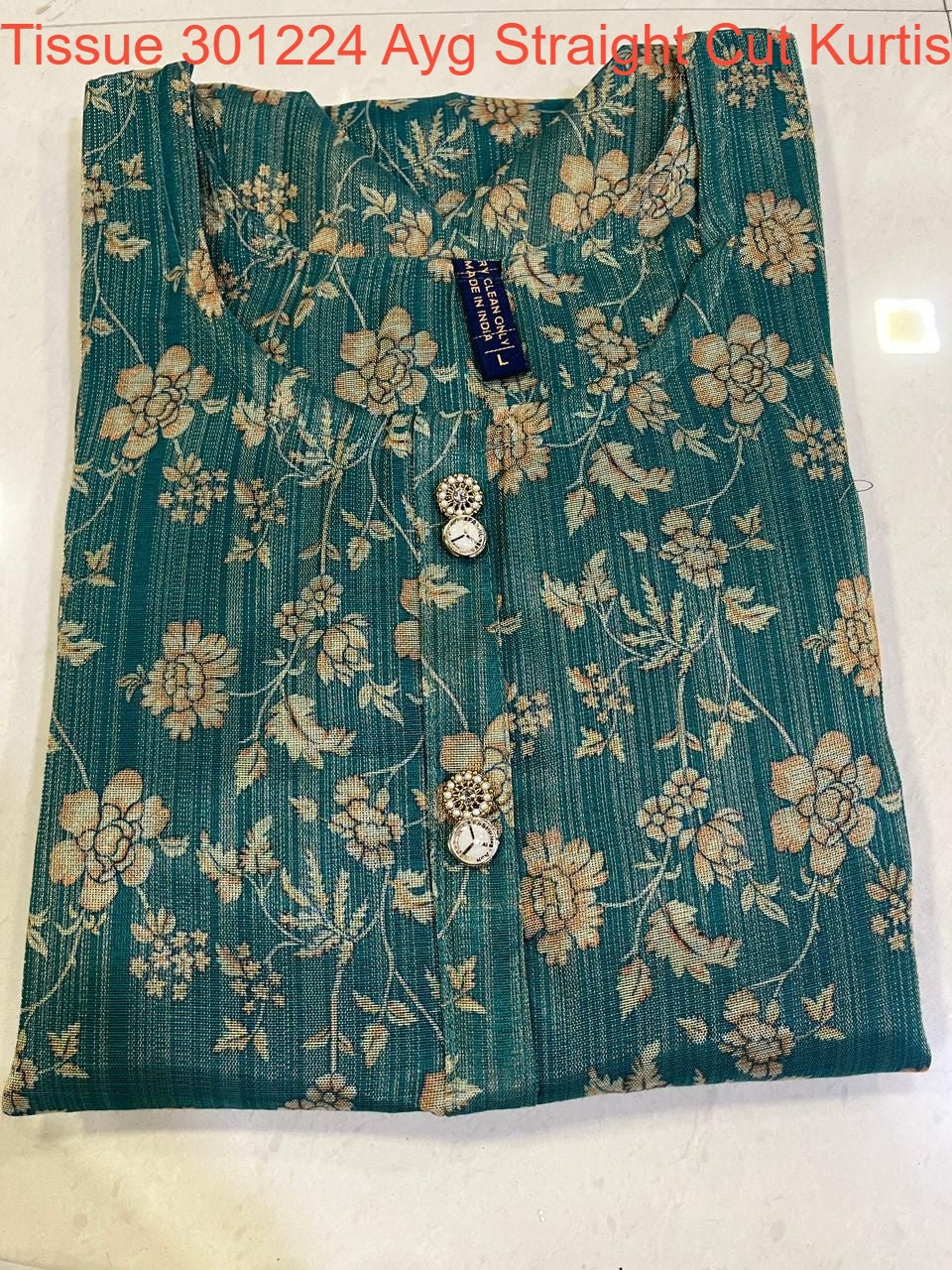Tissue 301224 Ayg Straight Cut Kurtis Wholesale
