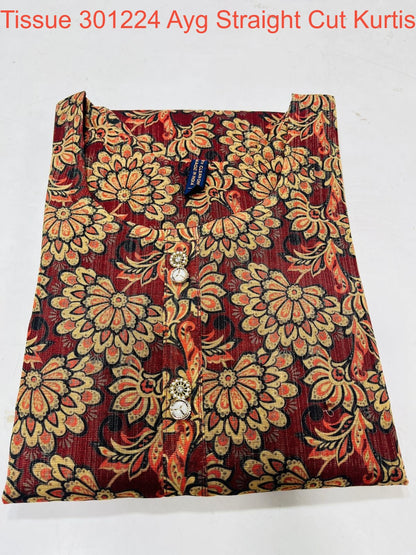 Tissue 301224 Ayg Straight Cut Kurtis Wholesale
