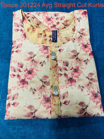 Tissue 301224 Ayg Straight Cut Kurtis Wholesale