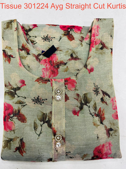 Tissue 301224 Ayg Straight Cut Kurtis Wholesale