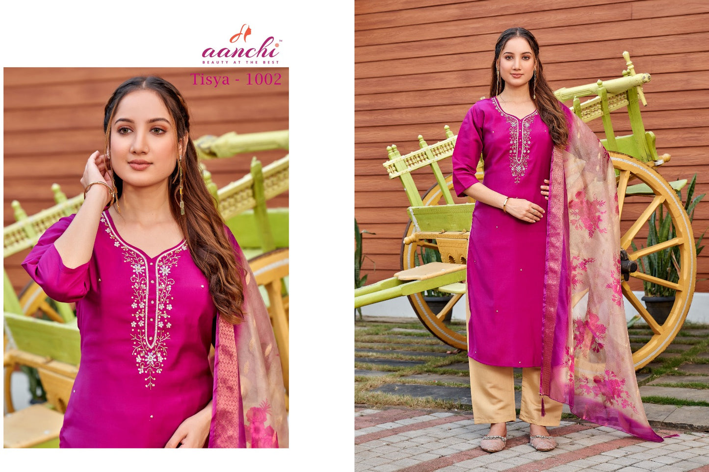 Tisya Aanchi Roman Silk Readymade Pant Style Suits Supplier India