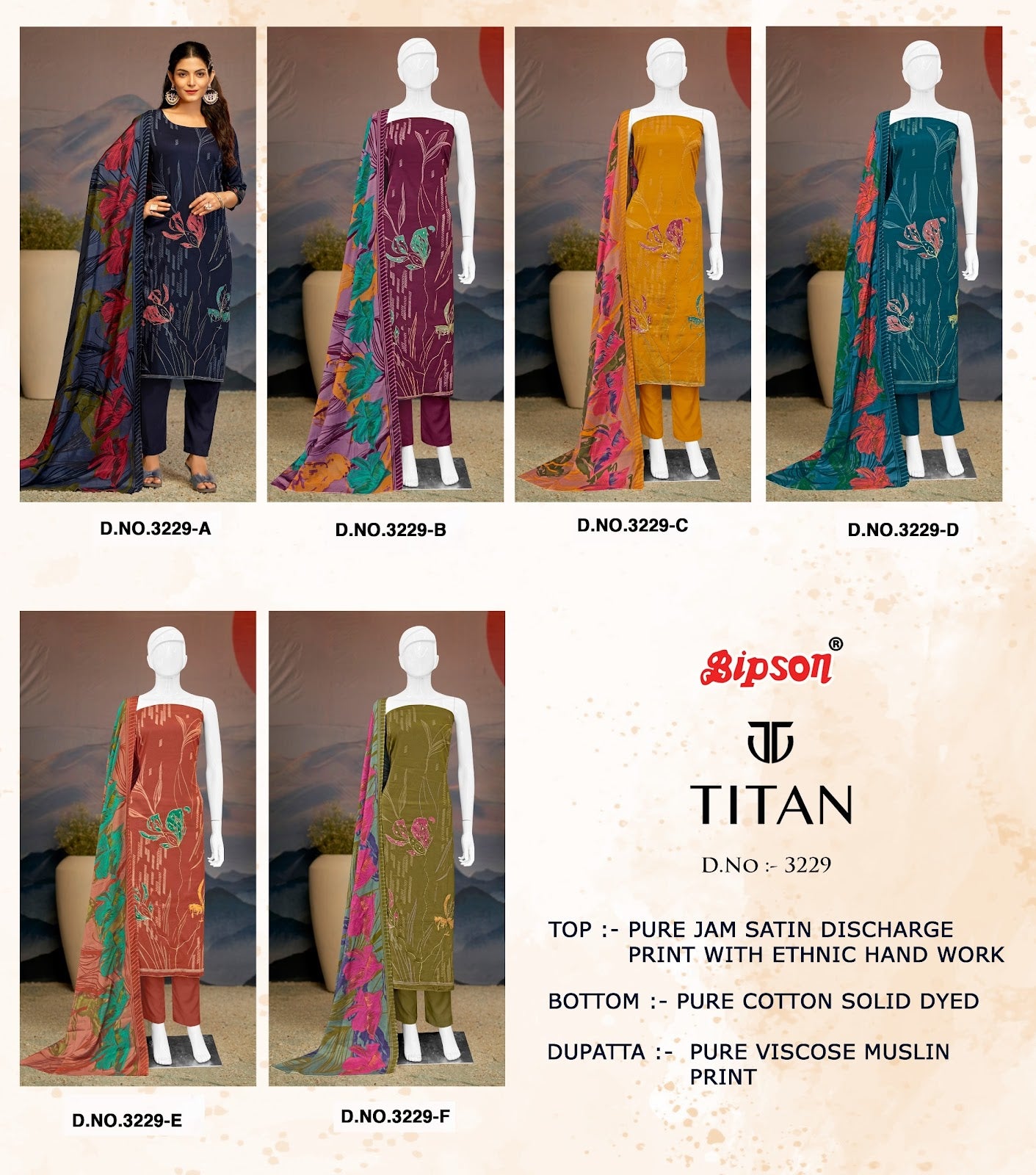 Titan 3229 Bipson Prints Pure Jaam Pant Style Suits Wholesale Price