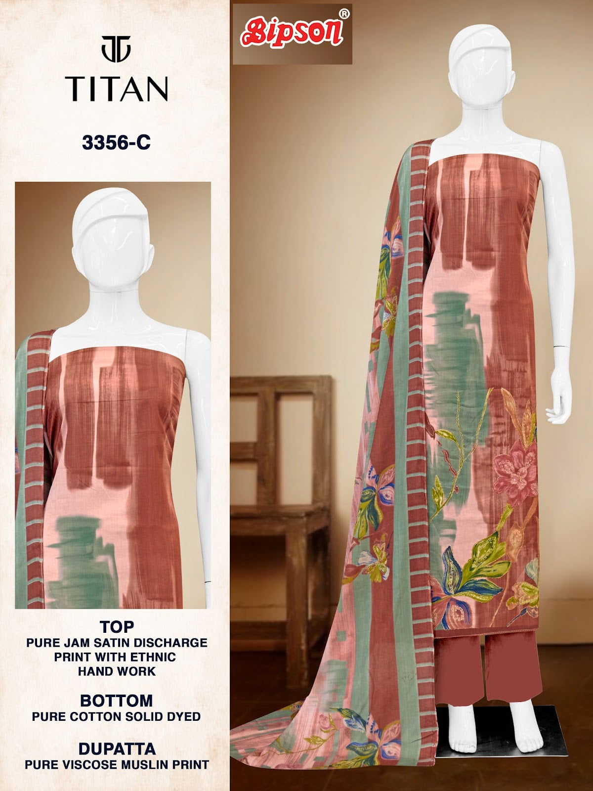 Titan 3356 Bipson Prints Pure Jaam Pant Style Suits Wholesaler