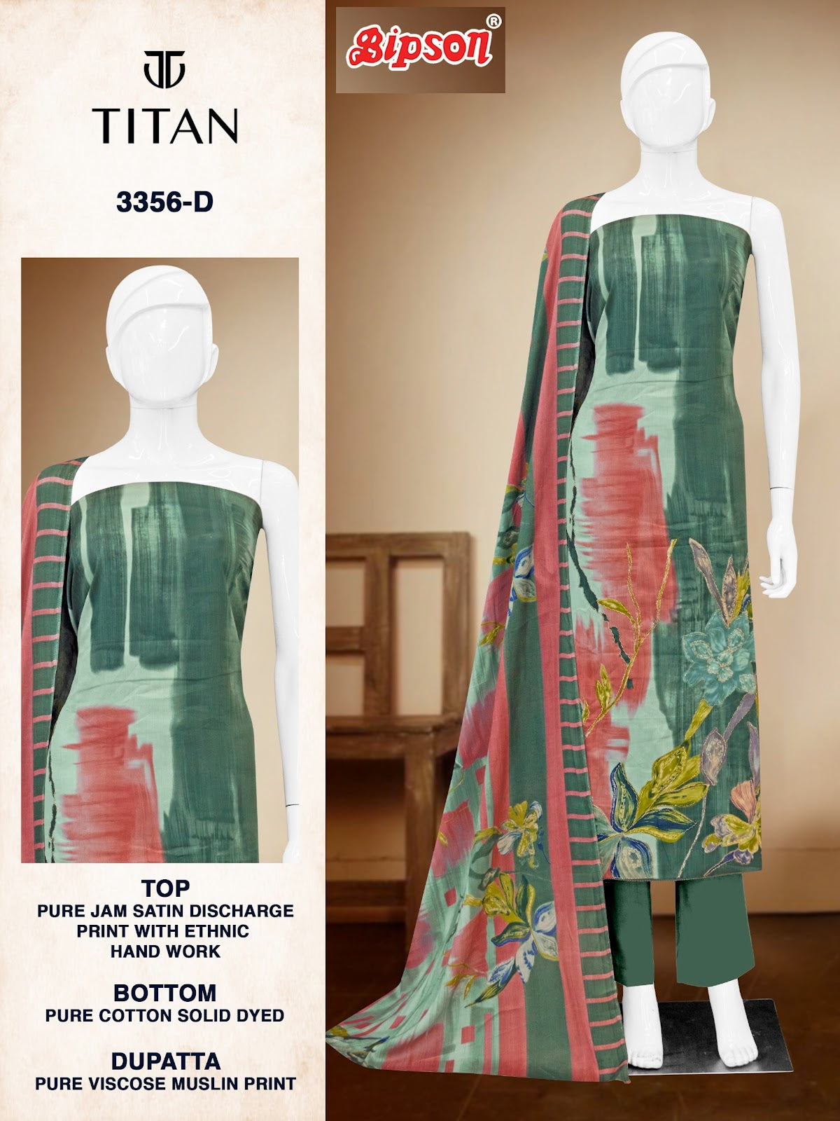 Titan 3356 Bipson Prints Pure Jaam Pant Style Suits Wholesaler