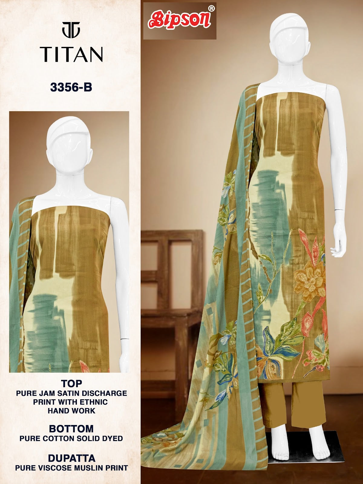 Titan 3356 Bipson Prints Pure Jaam Pant Style Suits Wholesaler