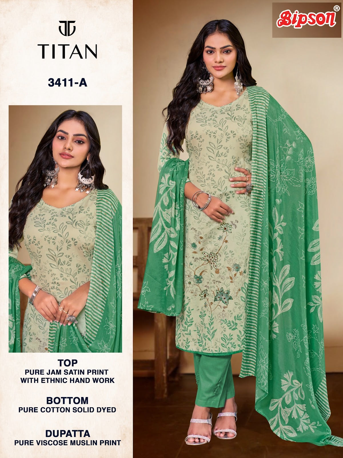 Titan 3411 Bipson Prints Pure Jaam Pant Style Suits Exporter