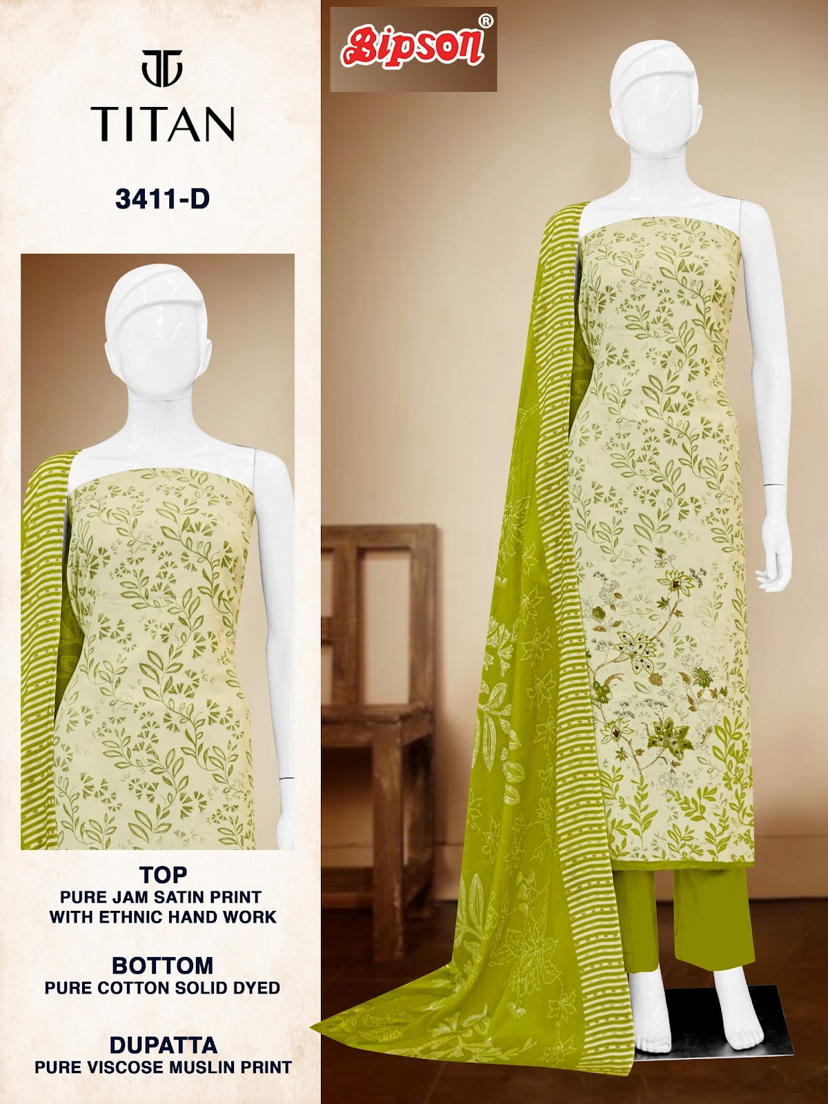 Titan 3411 Bipson Prints Pure Jaam Pant Style Suits Exporter