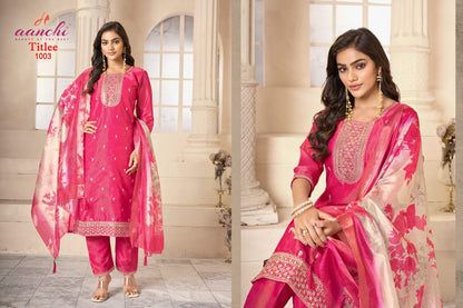Titlee Aanchi Tissue Simmer Readymade Pant Style Suits Supplier Ahmedabad