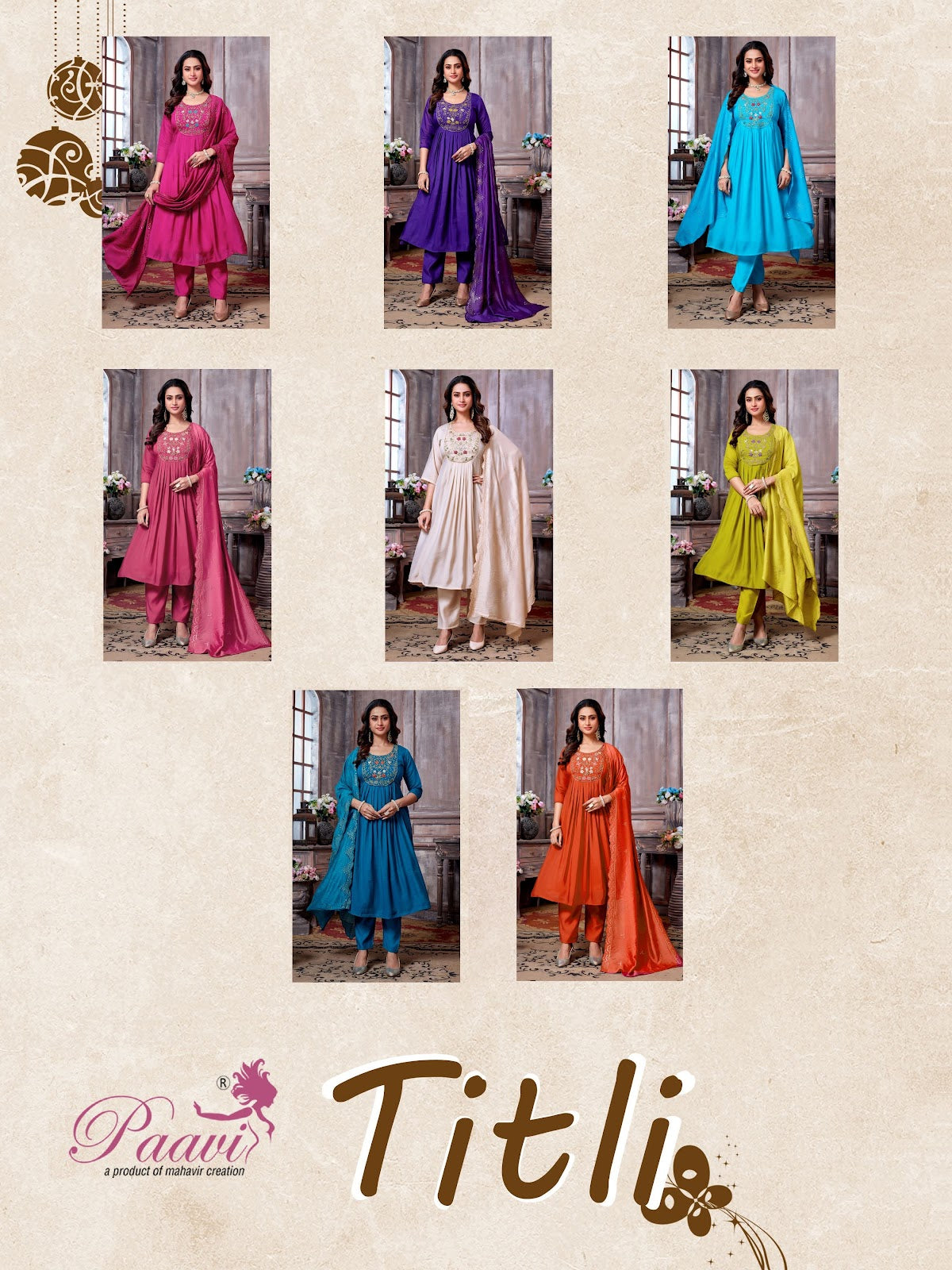Titli Paavi Mal Chanderi Readymade Anarkali Suits Wholesale Price