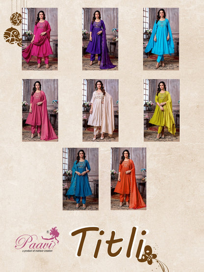 Titli Paavi Mal Chanderi Readymade Anarkali Suits Wholesale Price