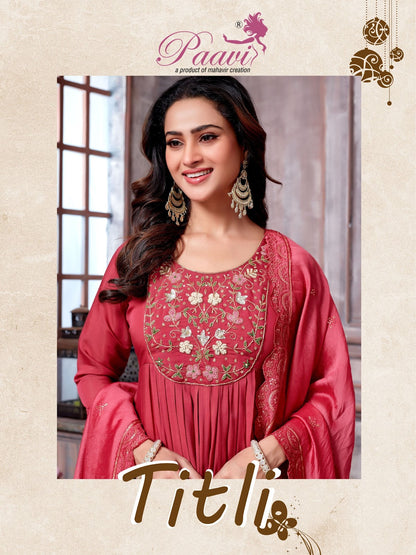 Titli Paavi Mal Chanderi Readymade Anarkali Suits Wholesale Price