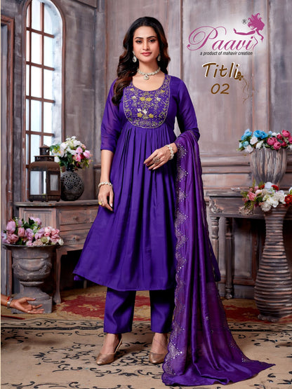 Titli Paavi Mal Chanderi Readymade Anarkali Suits Wholesale Price