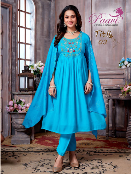 Titli Paavi Mal Chanderi Readymade Anarkali Suits Wholesale Price