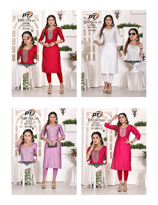 Titli Vol 1 Pt Rayon Straight Cut Kurtis Wholesaler India
