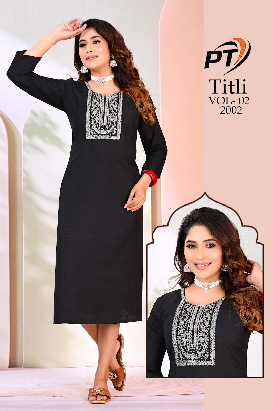 Titli Vol 2 Pt Rayon Dobby Long Straight Kurti Wholesaler India