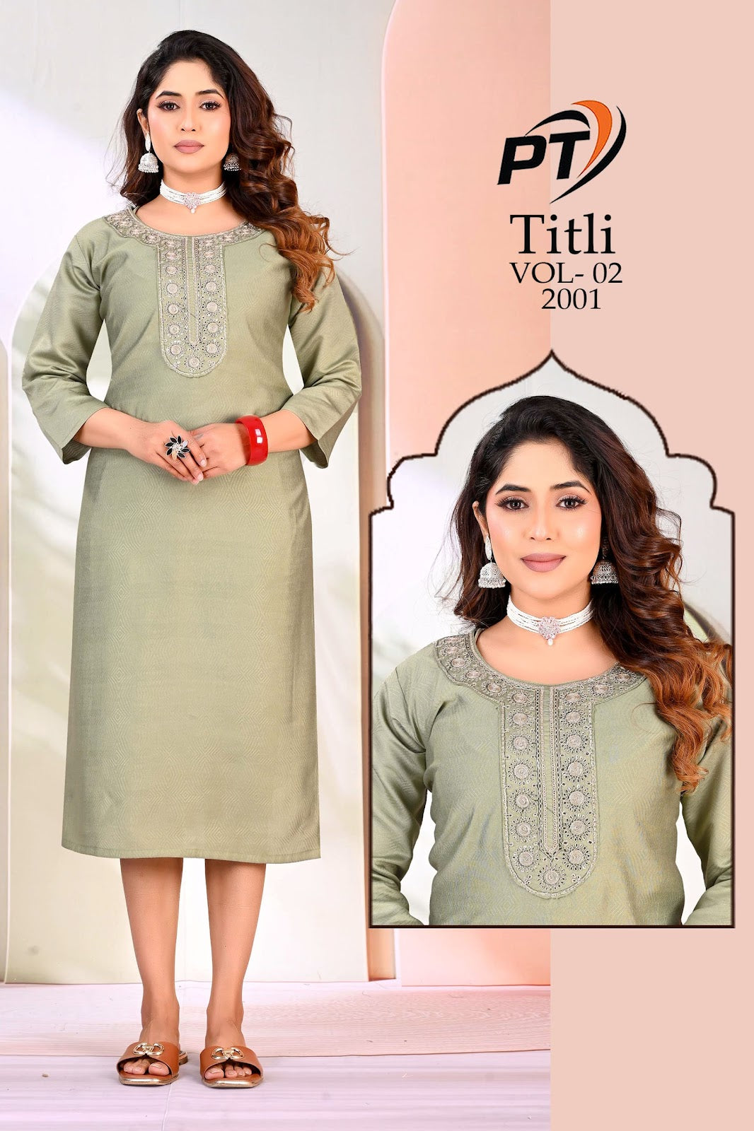 Titli Vol 2 Pt Rayon Dobby Long Straight Kurti Wholesaler India