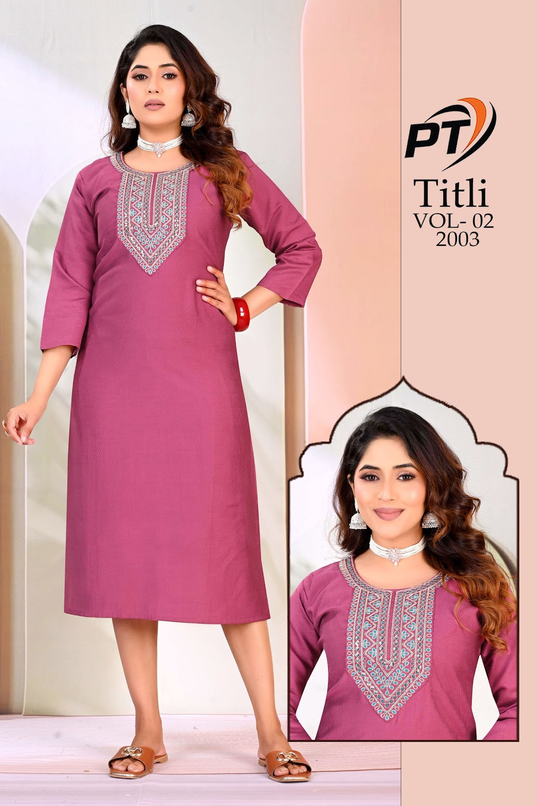 Titli Vol 2 Pt Rayon Dobby Long Straight Kurti Wholesaler India