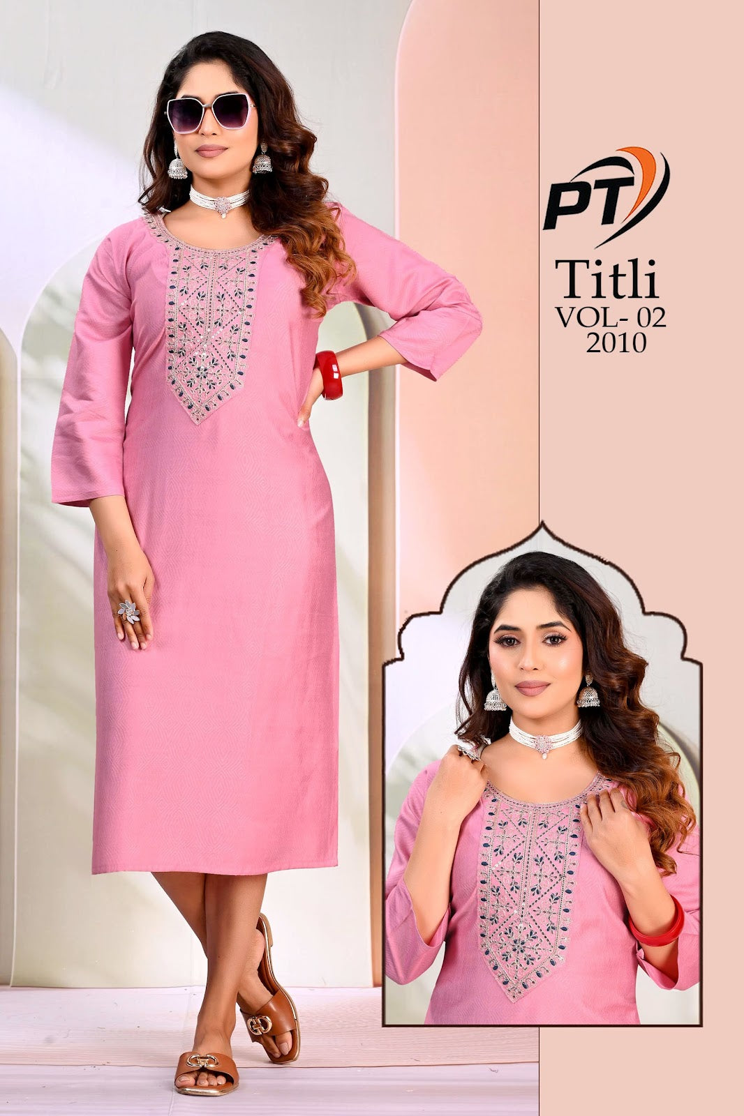 Titli Vol 2 Pt Rayon Dobby Long Straight Kurti Wholesaler India