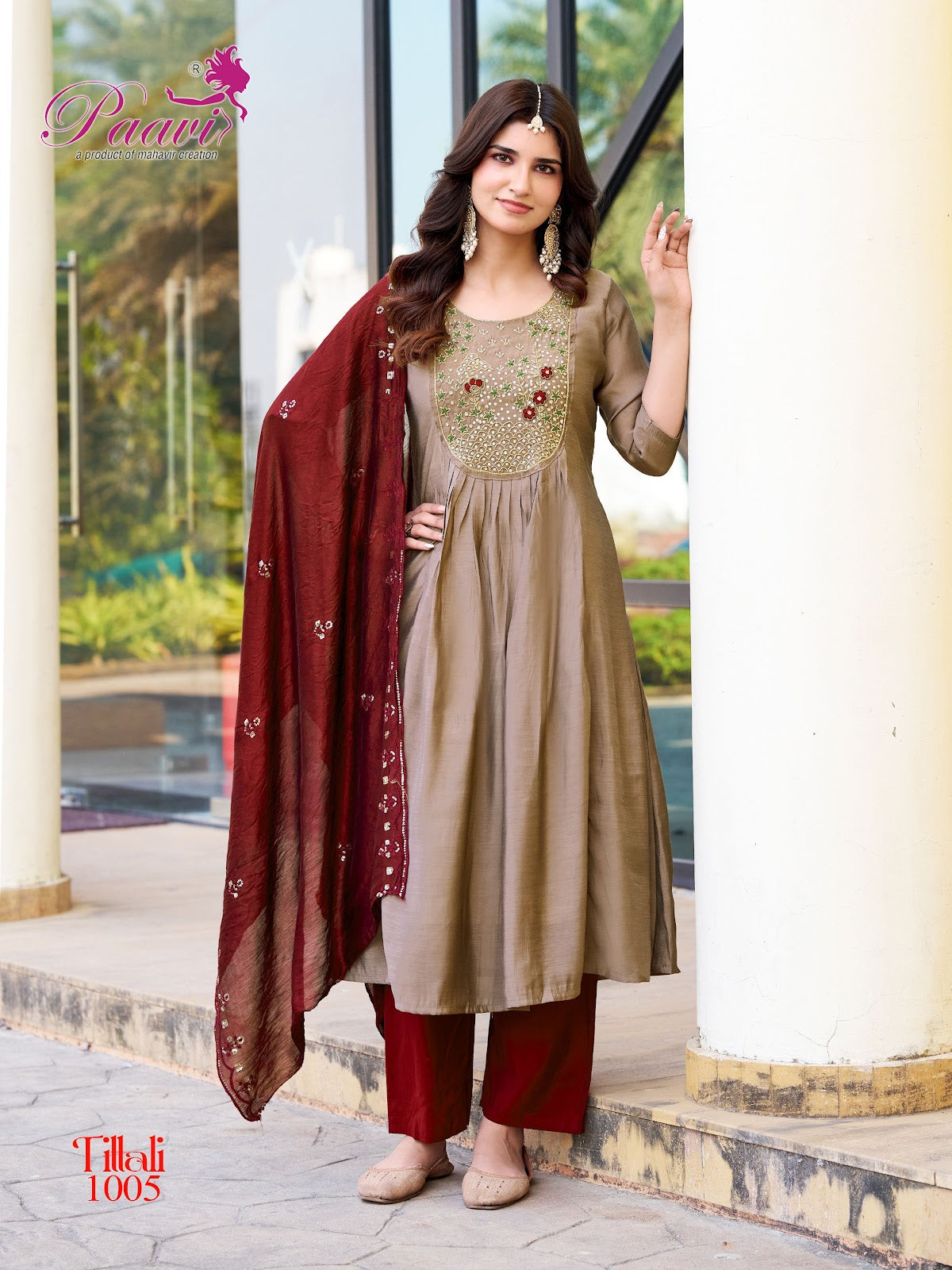Tittali Paavi Chanderi Readymade Anarkali Suits Exporter India