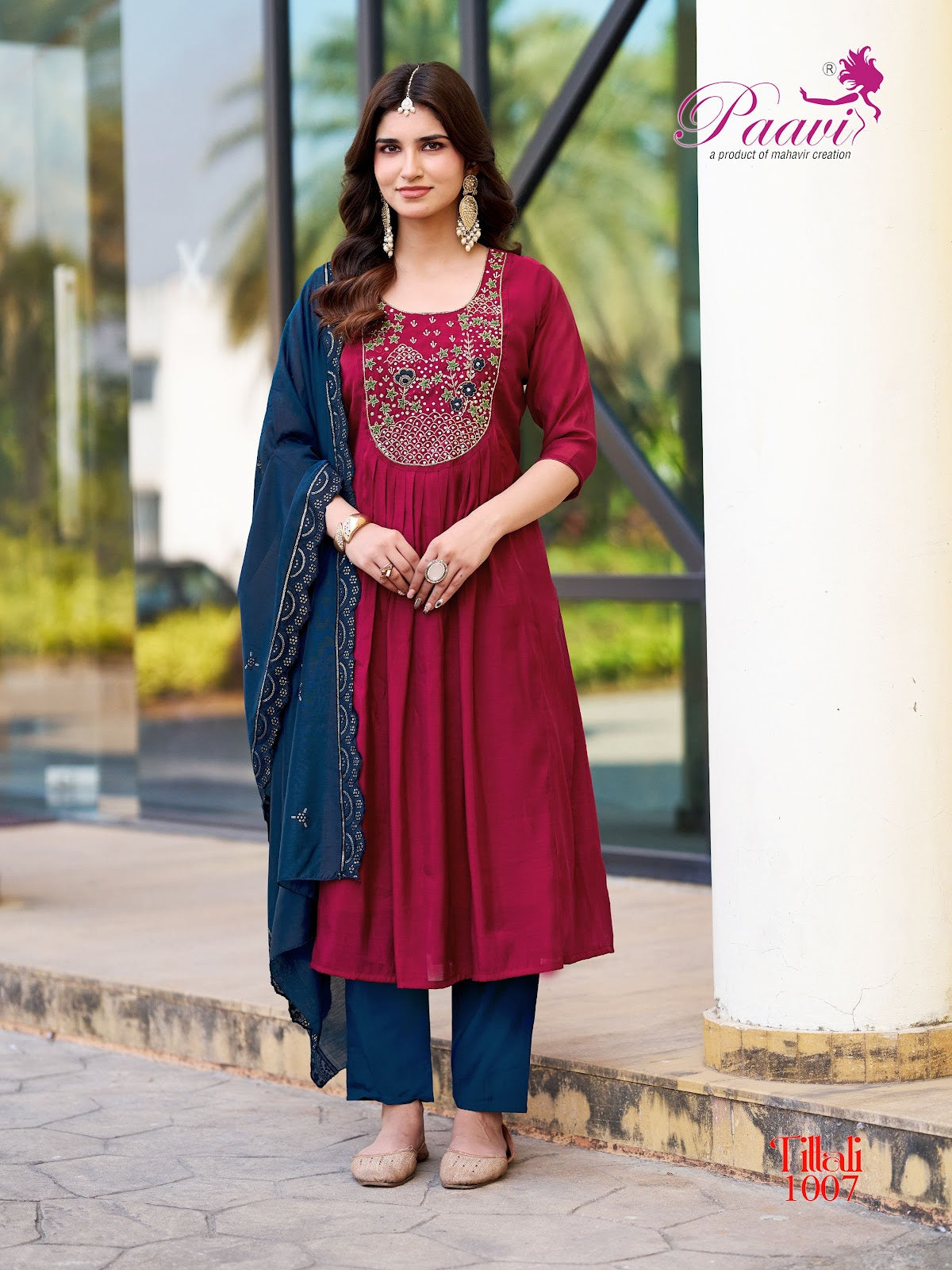 Tittali Paavi Chanderi Readymade Anarkali Suits Exporter India