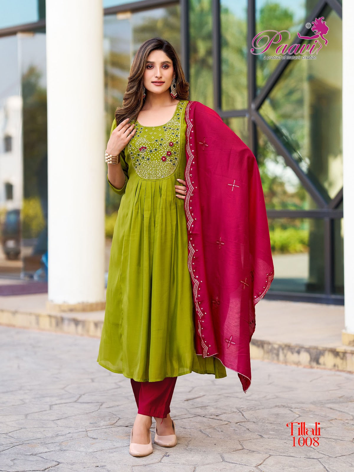 Tittali Paavi Chanderi Readymade Anarkali Suits Exporter India