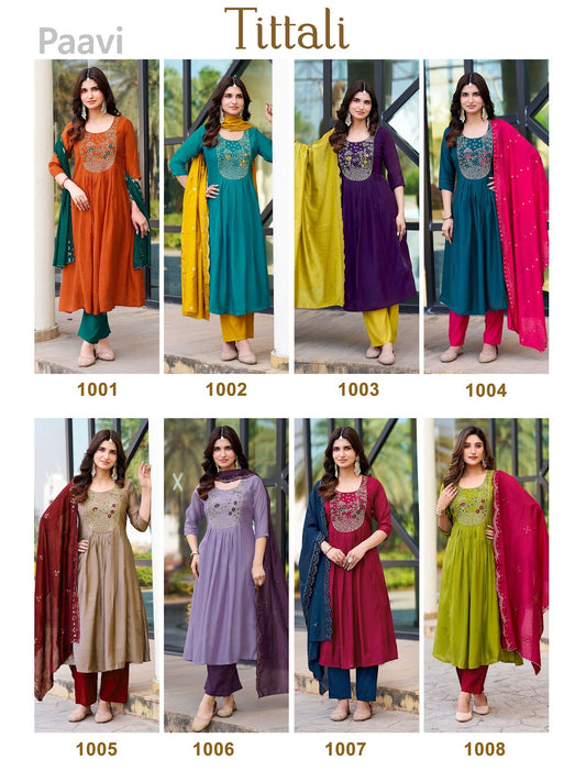 Tittali Paavi Chanderi Readymade Anarkali Suits Exporter India