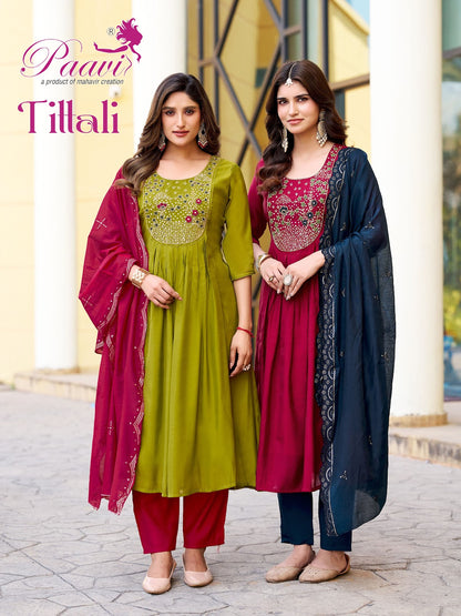 Tittali Paavi Chanderi Readymade Anarkali Suits Exporter India