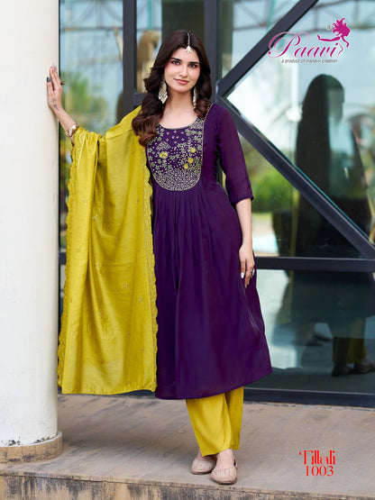 Tittali Paavi Chanderi Readymade Anarkali Suits Exporter India