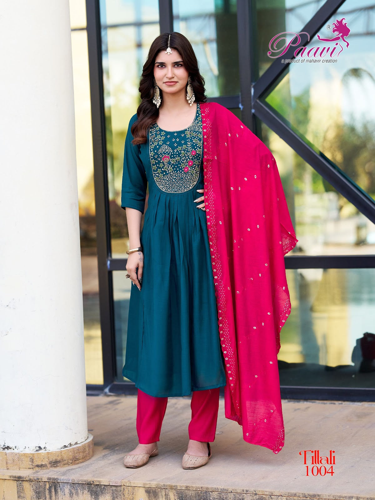 Tittali Paavi Chanderi Readymade Anarkali Suits Exporter India