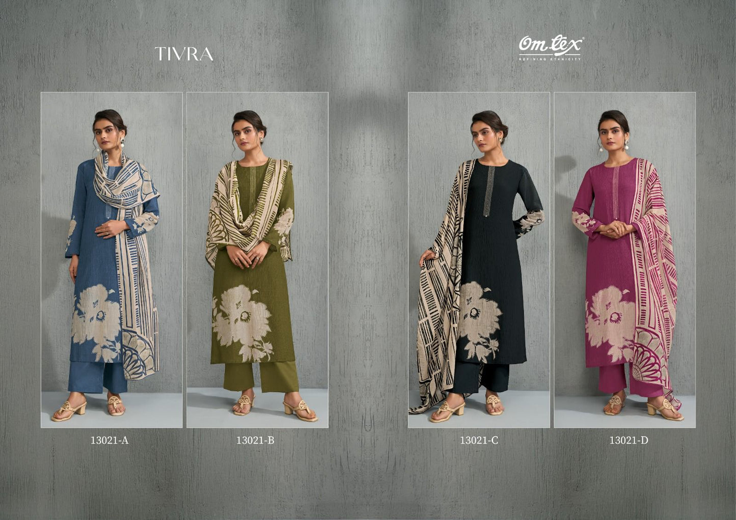 Tivra Omtex Silk Chanderi Pant Style Suits Exporter Ahmedabad