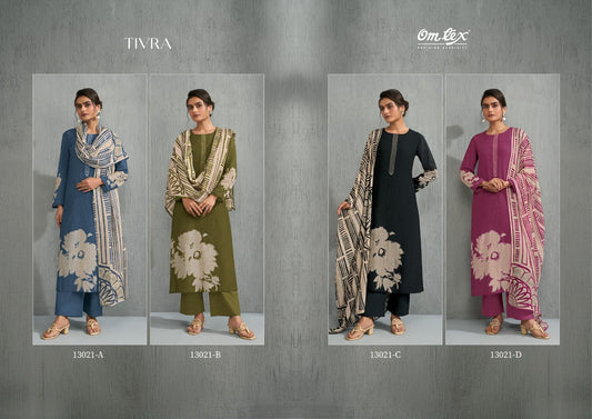 Tivra Omtex Silk Chanderi Pant Style Suits Exporter Ahmedabad