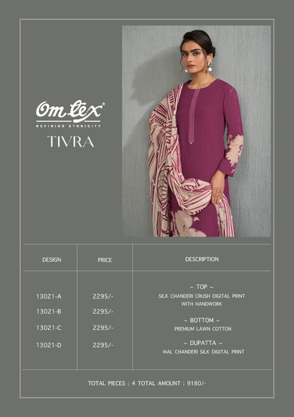 Tivra Omtex Silk Chanderi Pant Style Suits Exporter Ahmedabad