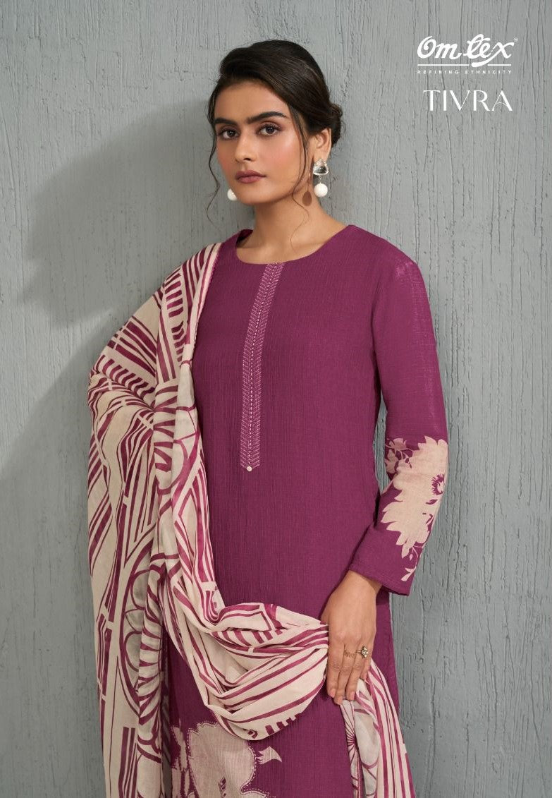 Tivra Omtex Silk Chanderi Pant Style Suits Exporter Ahmedabad