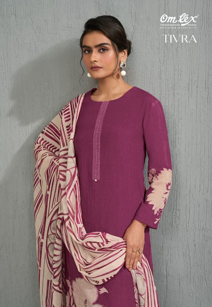 Tivra Omtex Silk Chanderi Pant Style Suits Exporter Ahmedabad