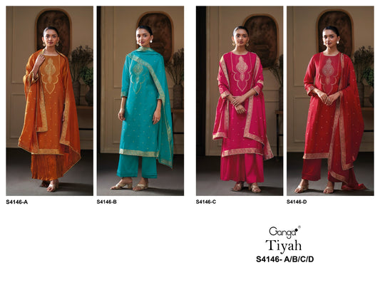 Tiyah 4146 Ganga Premium Viscose Plazzo Style Suits Manufacturer India