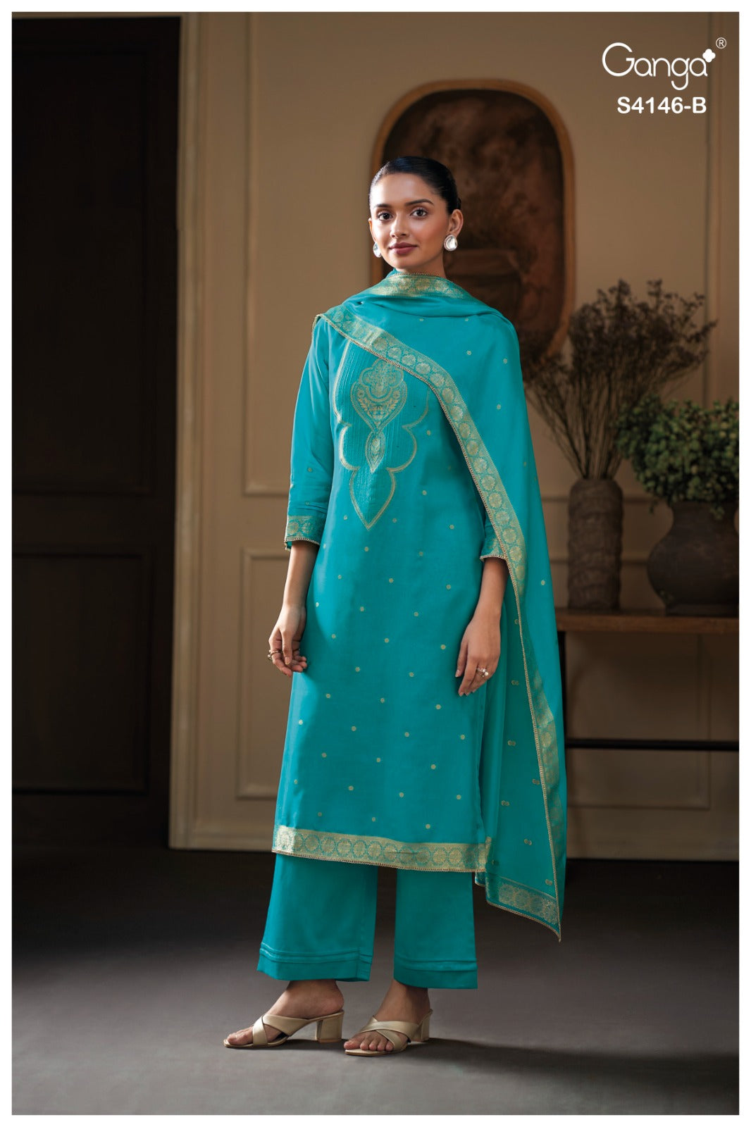 Tiyah 4146 Ganga Premium Viscose Plazzo Style Suits Manufacturer India