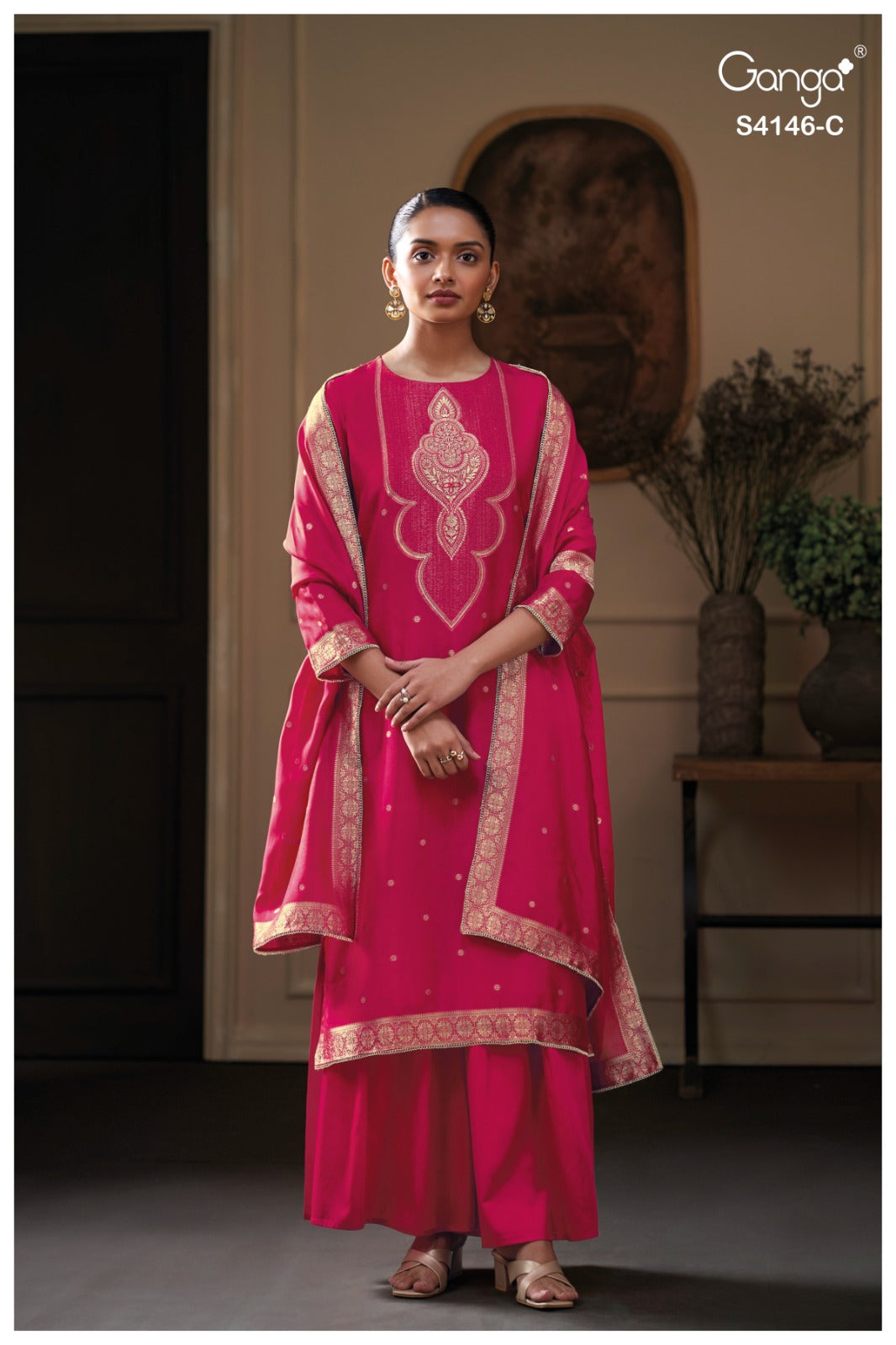 Tiyah 4146 Ganga Premium Viscose Plazzo Style Suits Manufacturer India