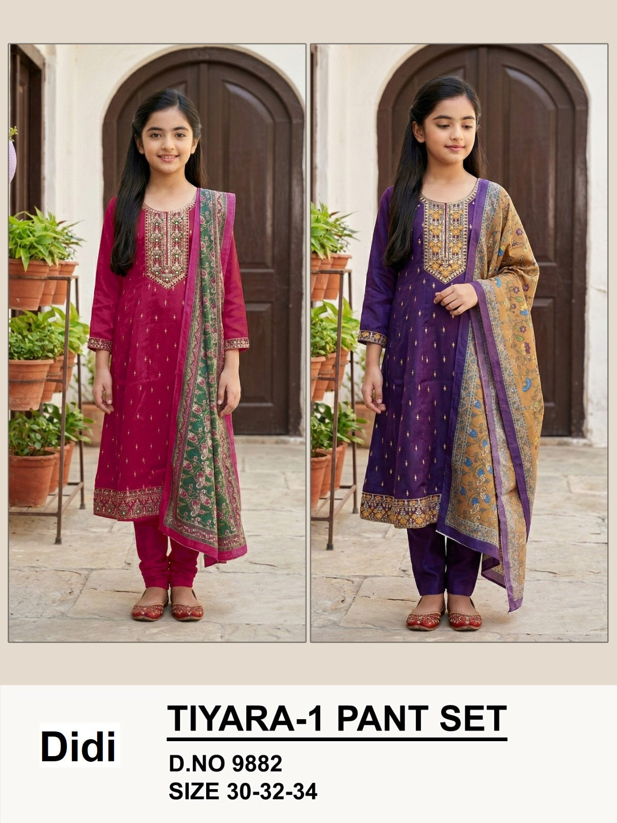 Tiyara 1 Dn 9882 Didi Roman Girls Readymade Pant Suits Manufacturer India