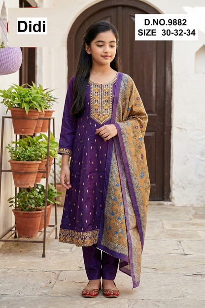 Tiyara 1 Dn 9882 Didi Roman Girls Readymade Pant Suits Manufacturer India