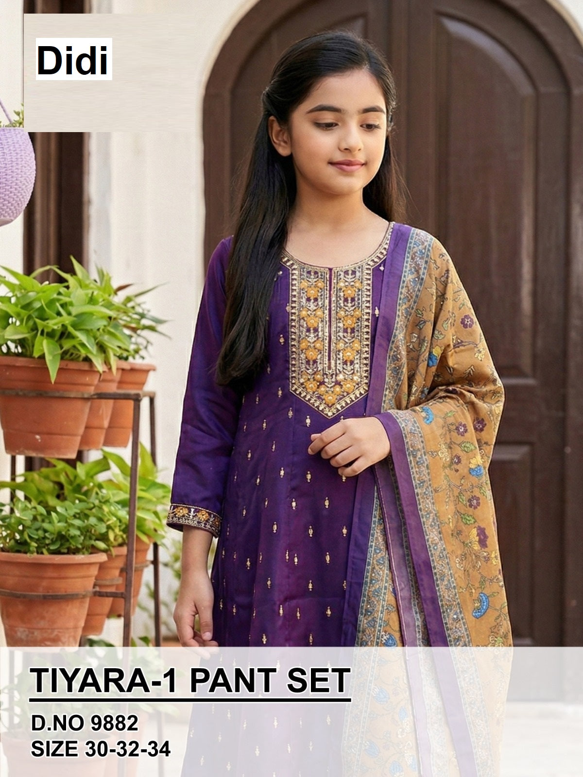 Tiyara 1 Dn 9882 Didi Roman Girls Readymade Pant Suits Manufacturer India