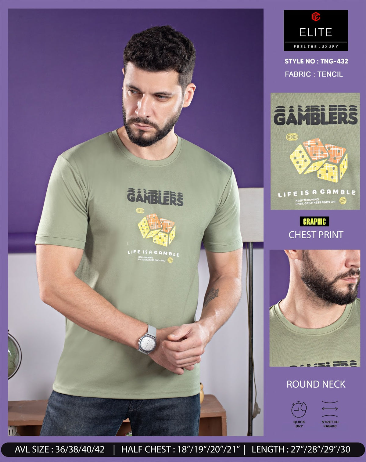Tng 432 Hd Print Elite Imported Mens Tshirts Wholesaler Gujarat