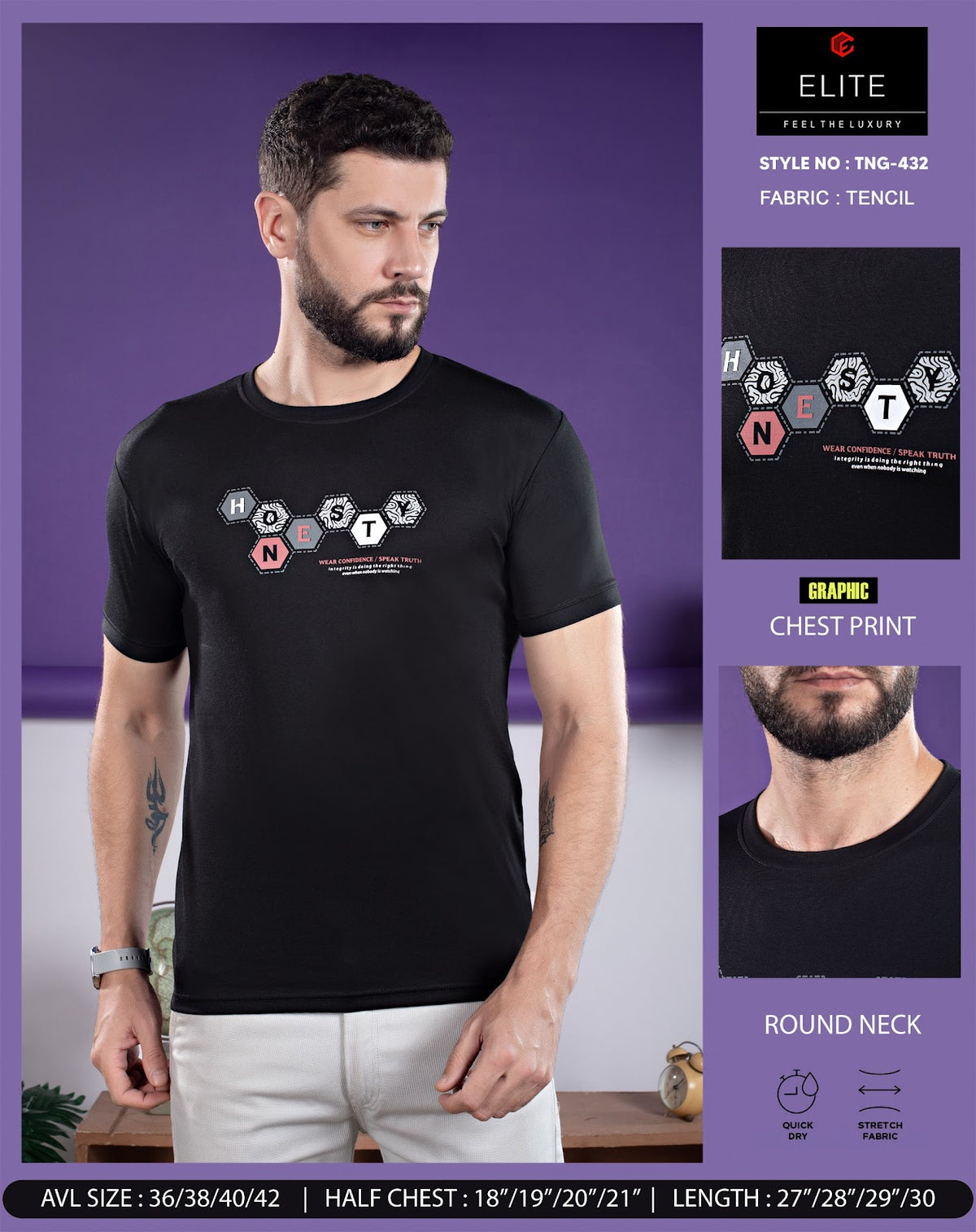 Tng 432 Hd Print Elite Imported Mens Tshirts Wholesaler Gujarat