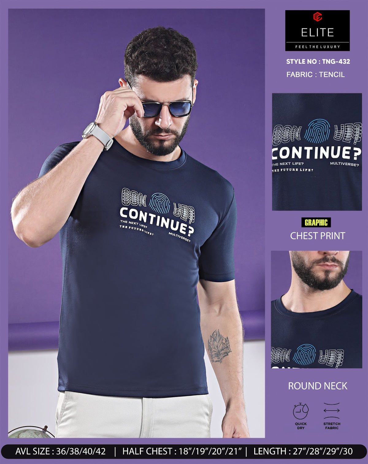 Tng 432 Hd Print Elite Imported Mens Tshirts Wholesaler Gujarat