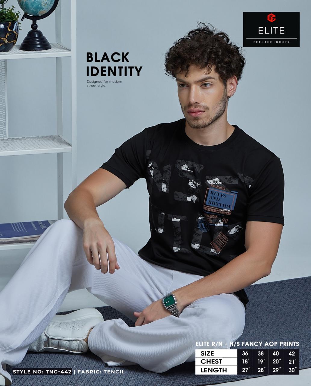 Tng 442 Only Black Elite Tencil Mens Tshirts Wholesale