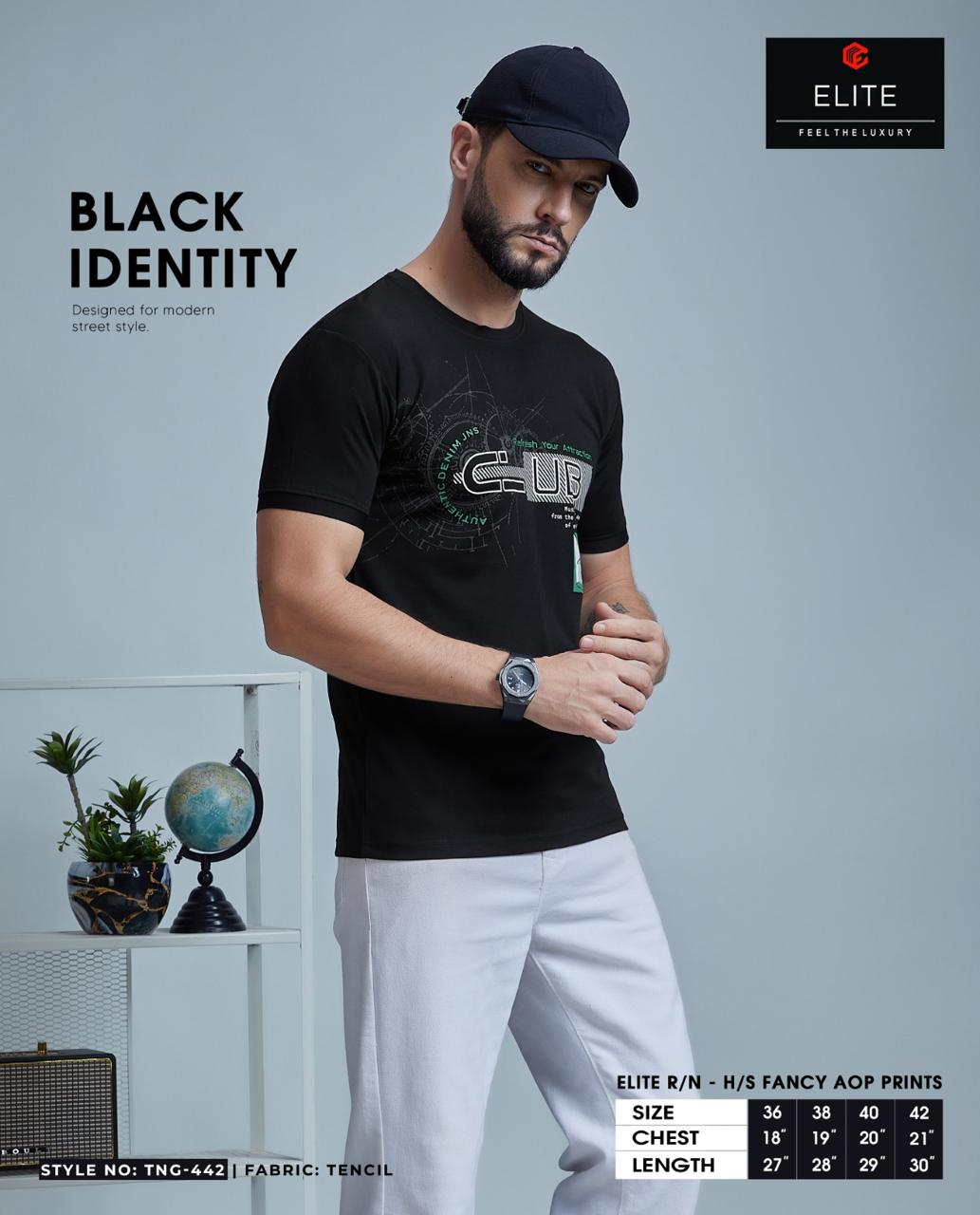 Tng 442 Only Black Elite Tencil Mens Tshirts Wholesale